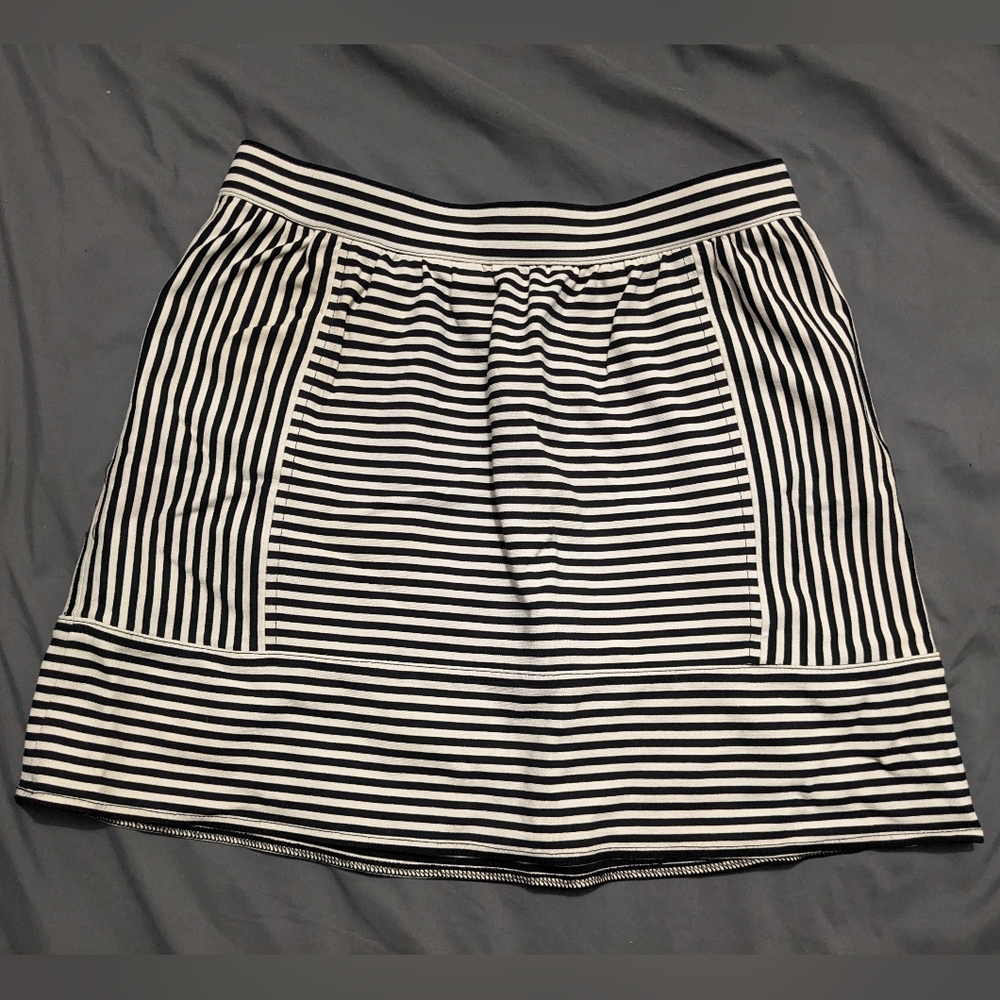 Madewell Swivel Ponte Classic Black and White Striped Skirt